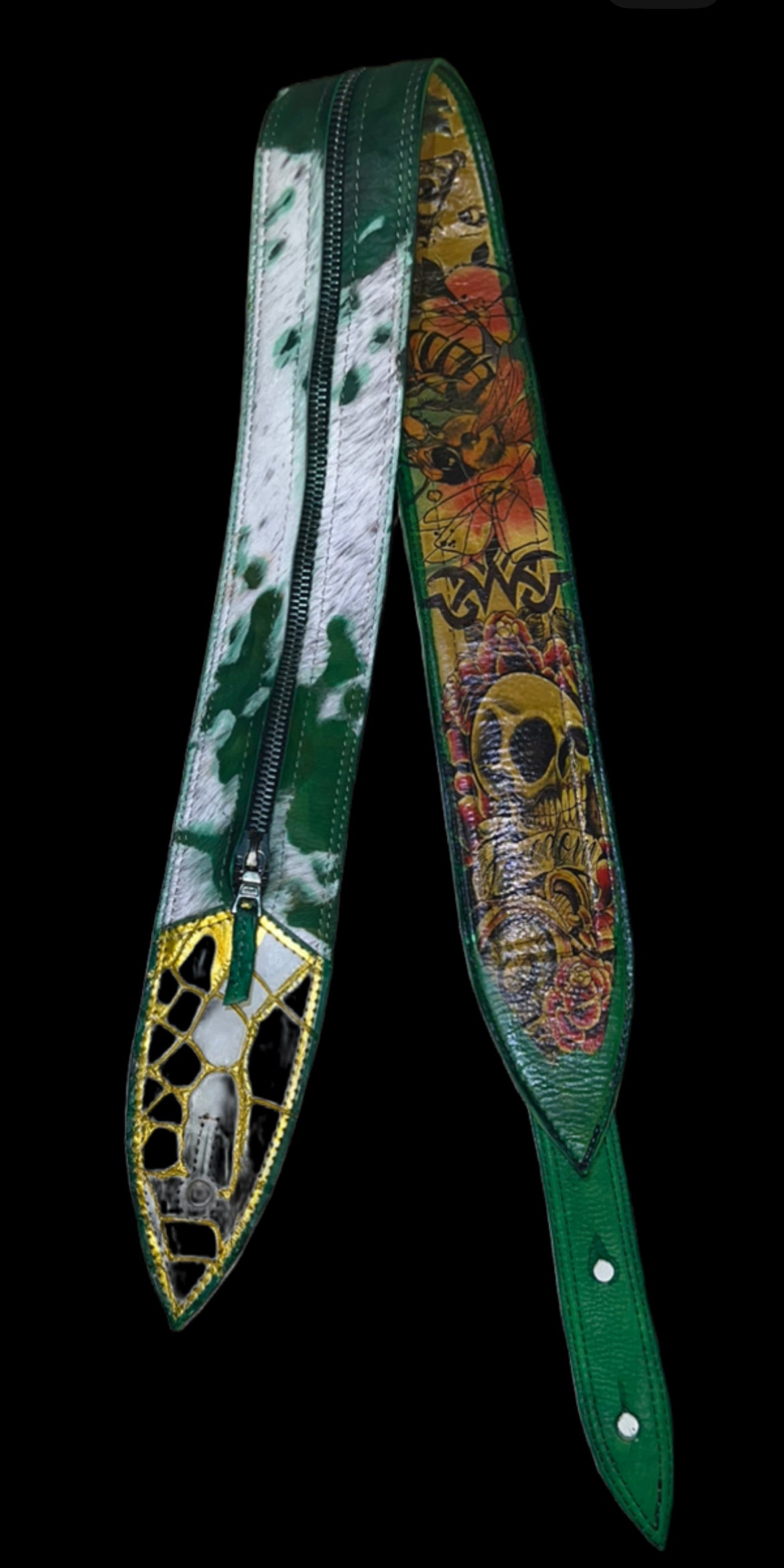 ACID BATHED  GATOR TIPPED GUITAR STRAP