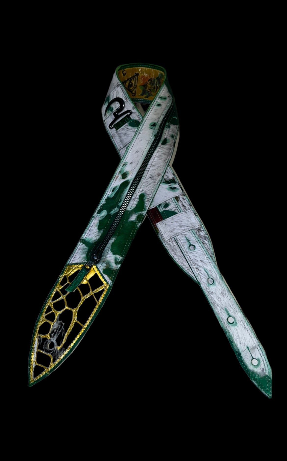 ACID BATHED  GATOR TIPPED GUITAR STRAP