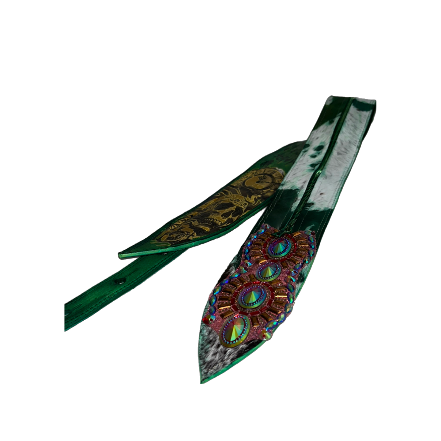 ACID BATHED RHINESTONE TIPPED GUITAR STRAP