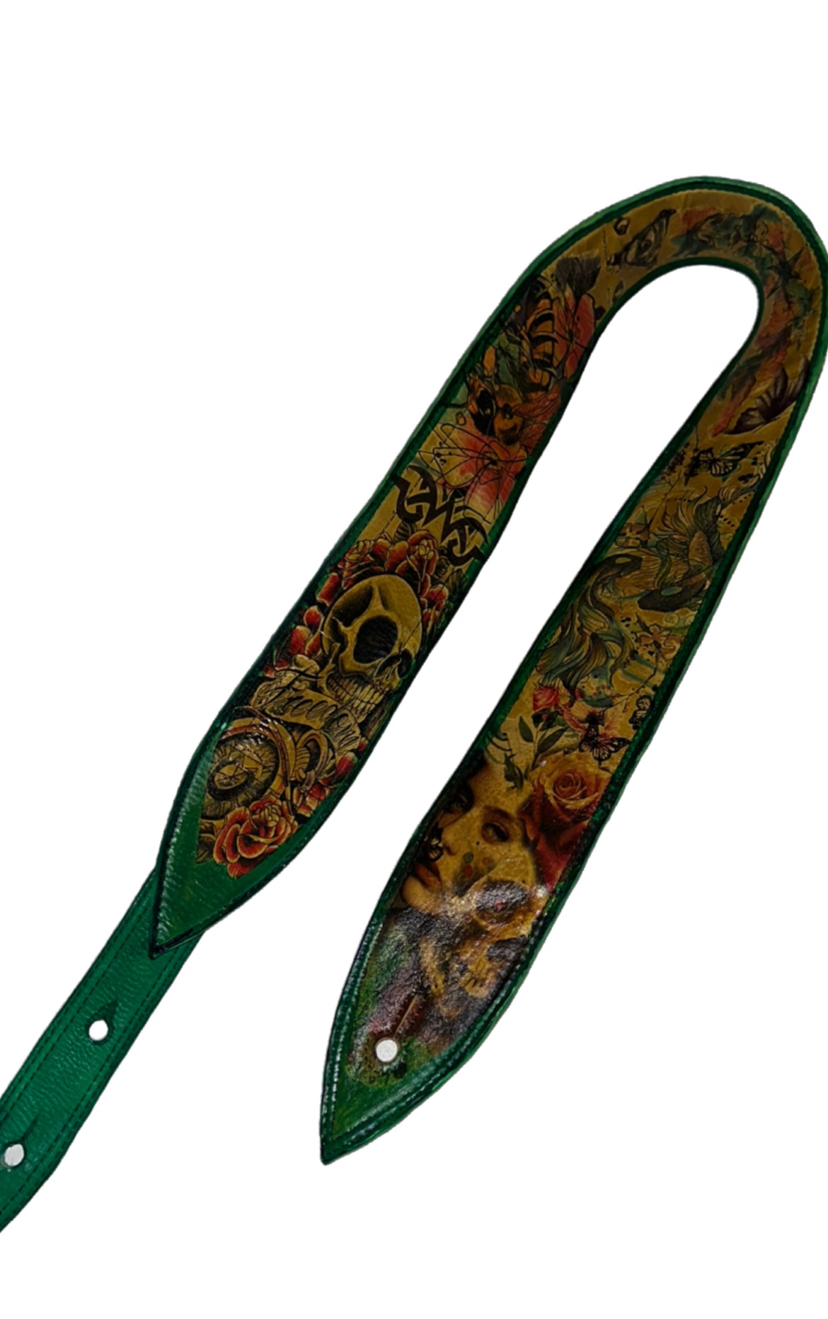 ACID BATHED  GATOR TIPPED GUITAR STRAP